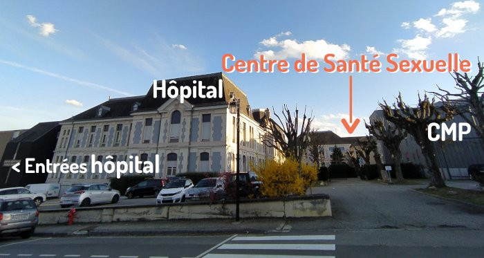 Vue du CSS depuis la route de Grenoble, en face de l'hôpital de La Mure